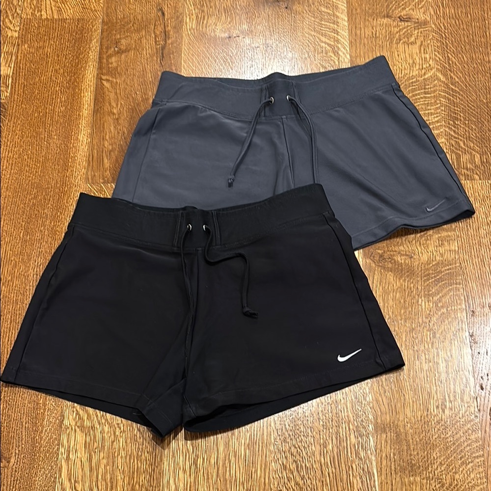 Nike Black and Gray Athletic Shorts with Drawstring Waist